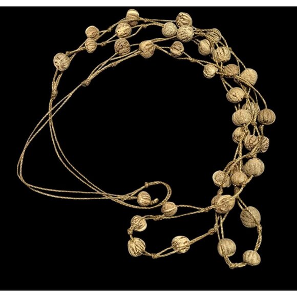 Rustic Natural Seed And Twine Tan Beaded Multilayer Necklace - Picture 1 of 8